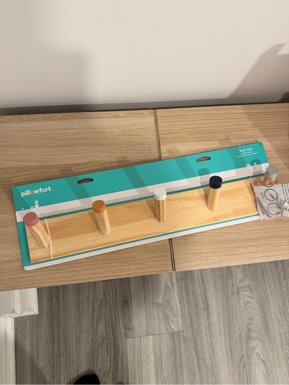 Target Pillowfort Wooden Wall Hook Rack with Multicolor Pegs